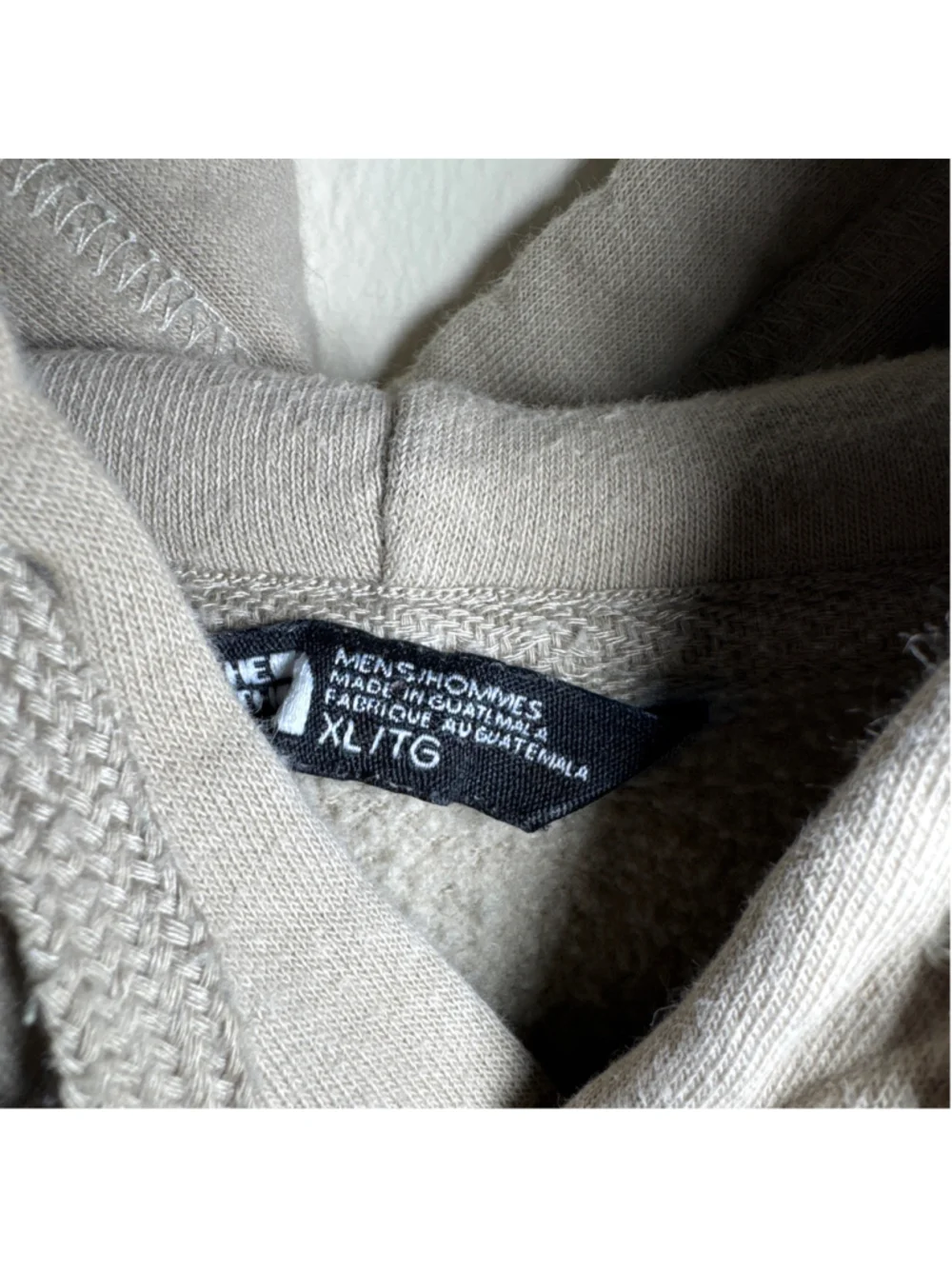 Men's The North Face Hoodie XL Beige White Logo Pullover Sweatshirt